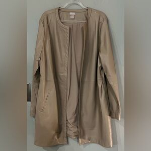 CHICO’S FAUX LEATHER TOPPER IN ‘VINTAGE TAUPE’